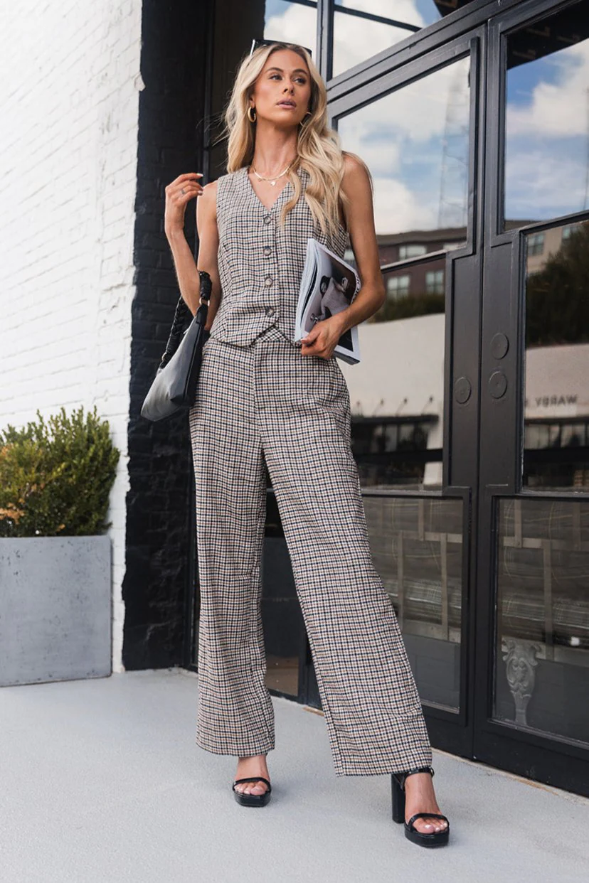 Sophia Brown & Black Houndstooth Pants