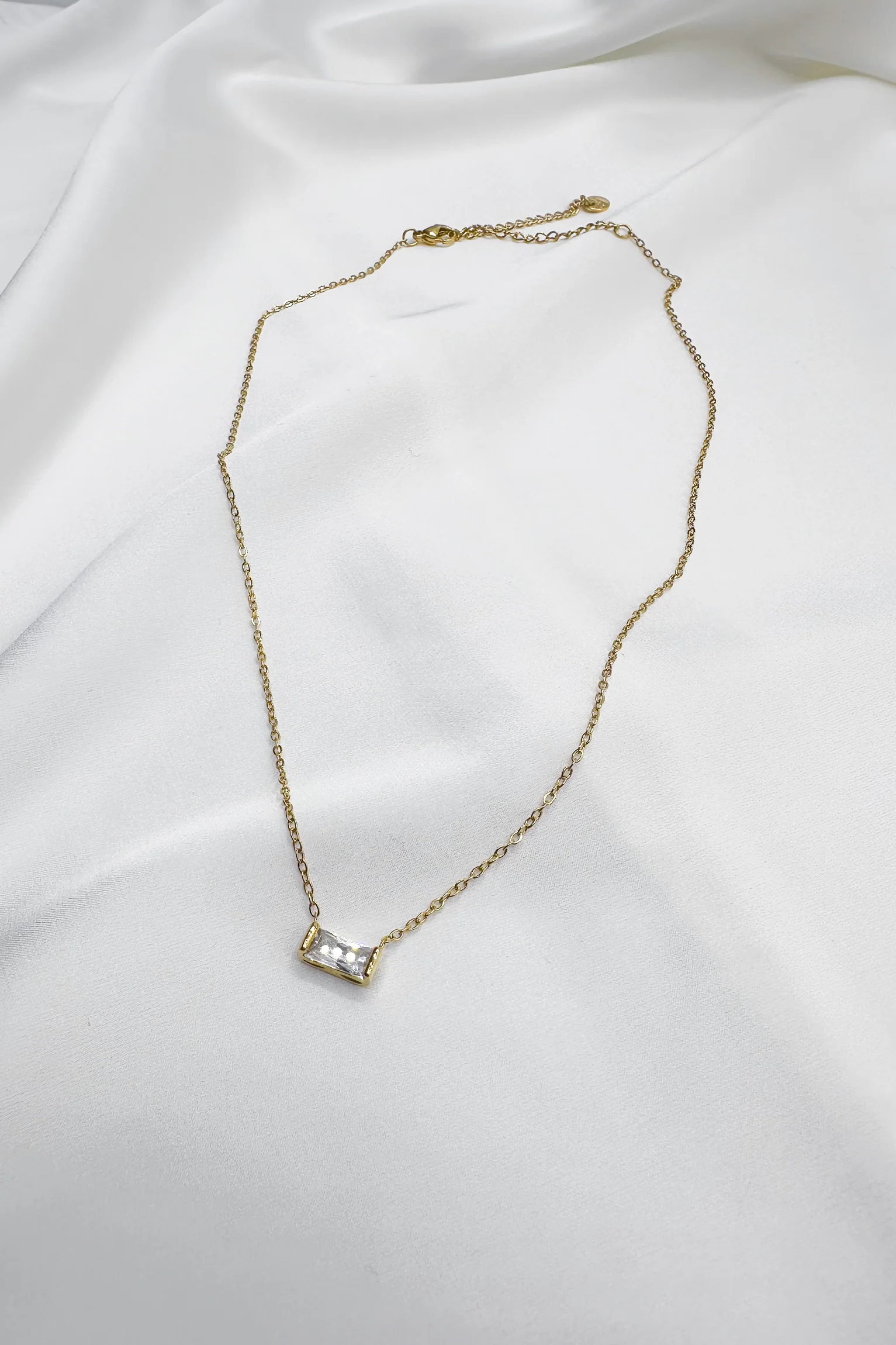 Sophia Gold Rhinestone Chain Link Necklace - Image 2