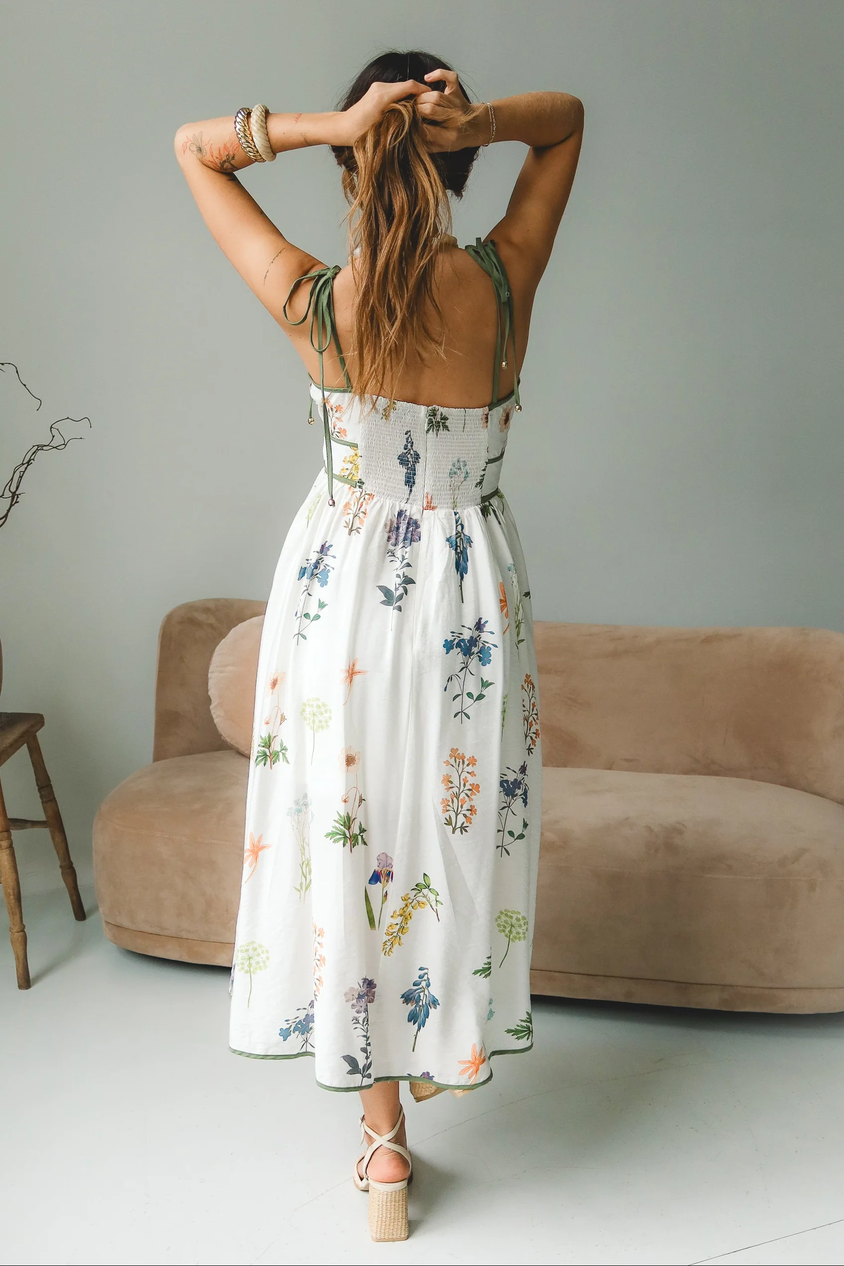 Sophia White Multi Floral Midi Dress - Image 4