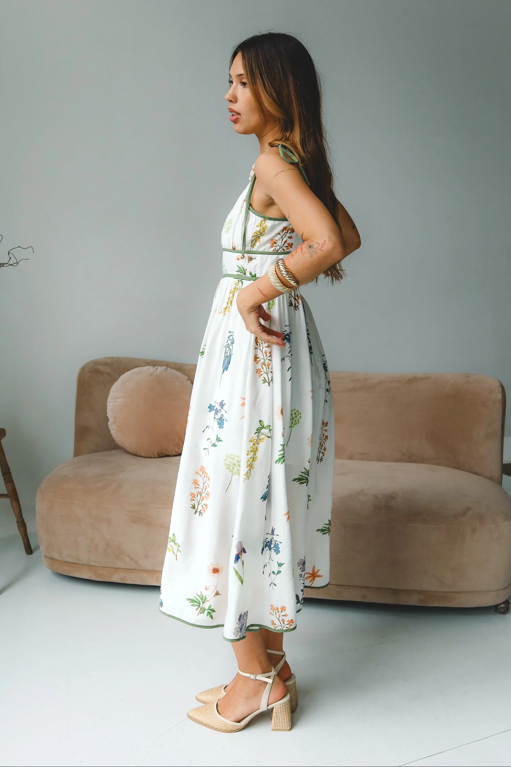 Sophia White Multi Floral Midi Dress - Image 5