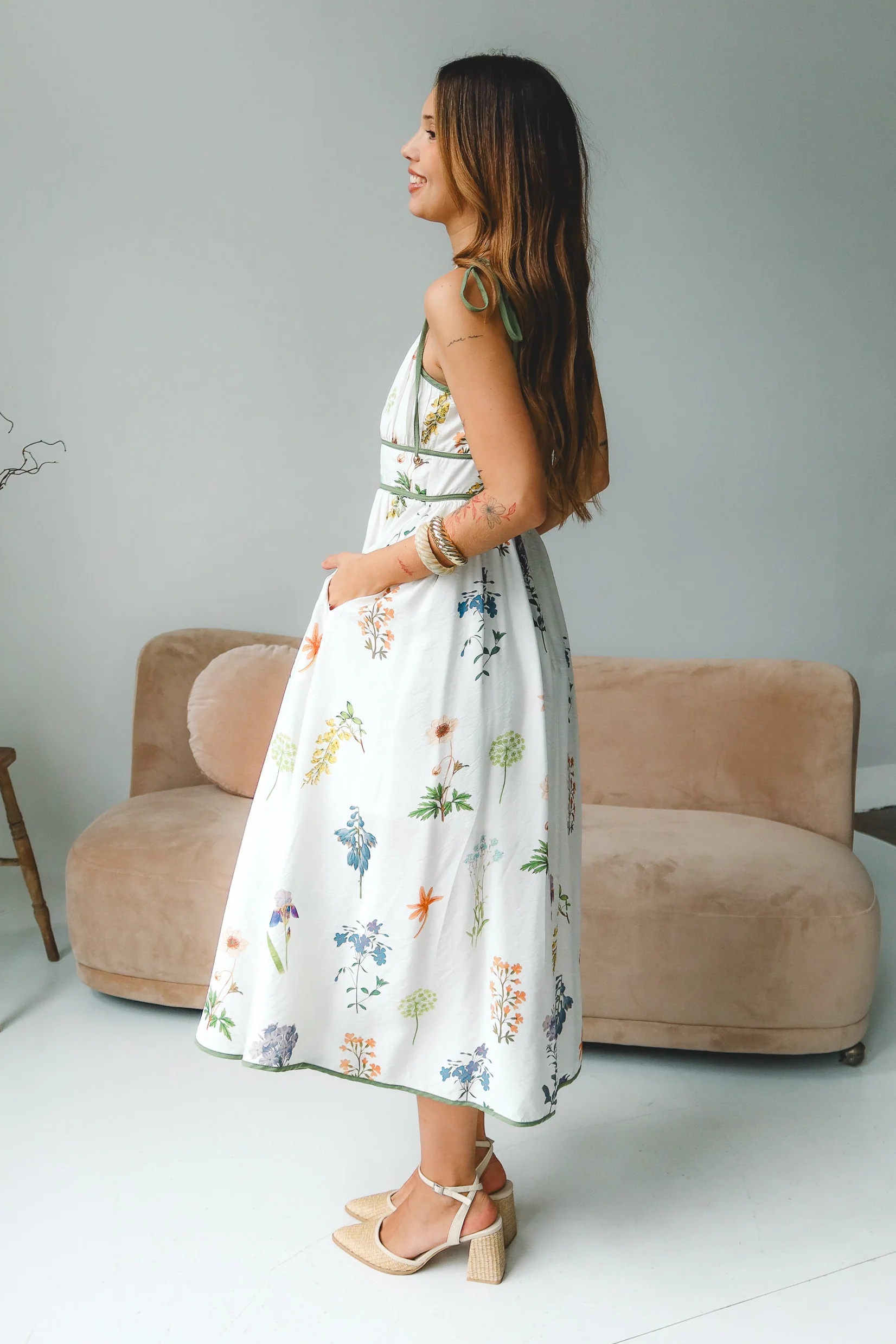 Sophia White Multi Floral Midi Dress - Image 6
