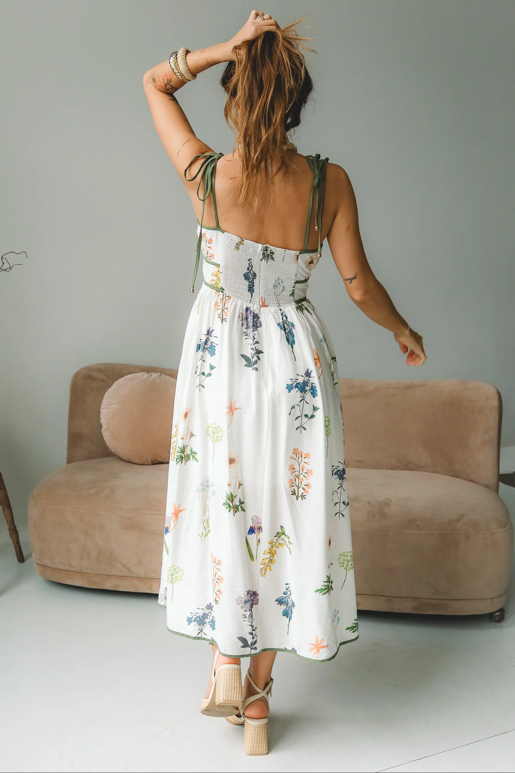 Sophia White Multi Floral Midi Dress - Image 7