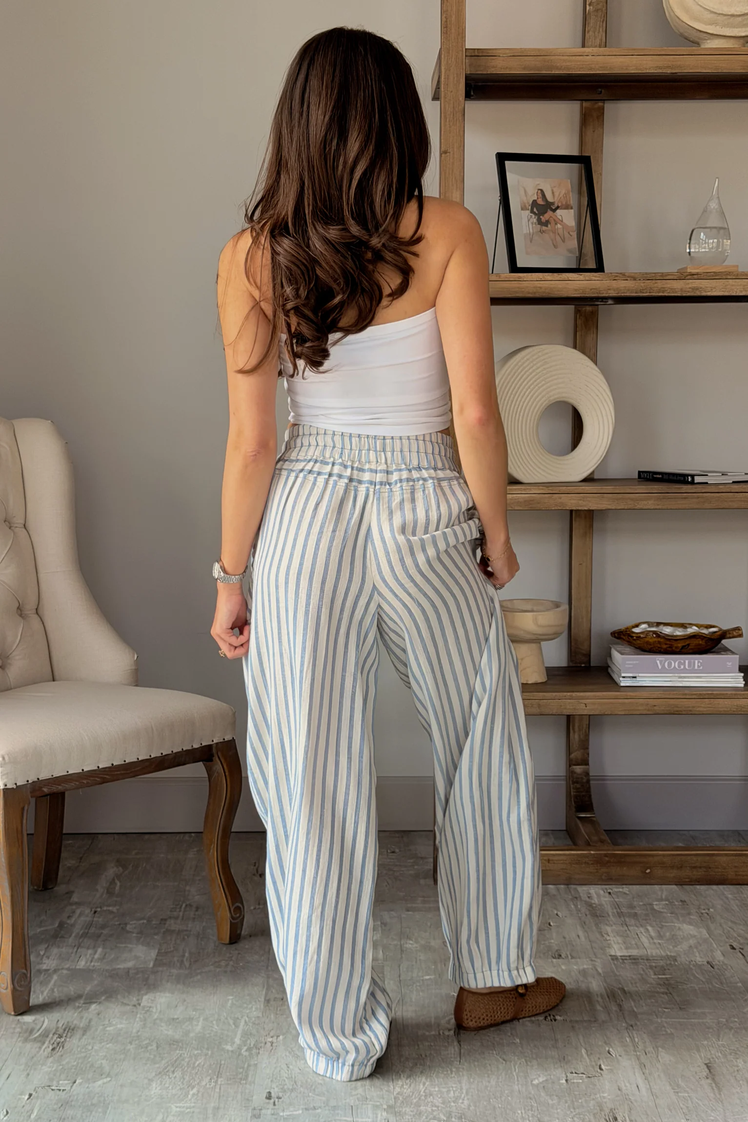 Tara Blue & Ivory Stripe Pants - Image 3