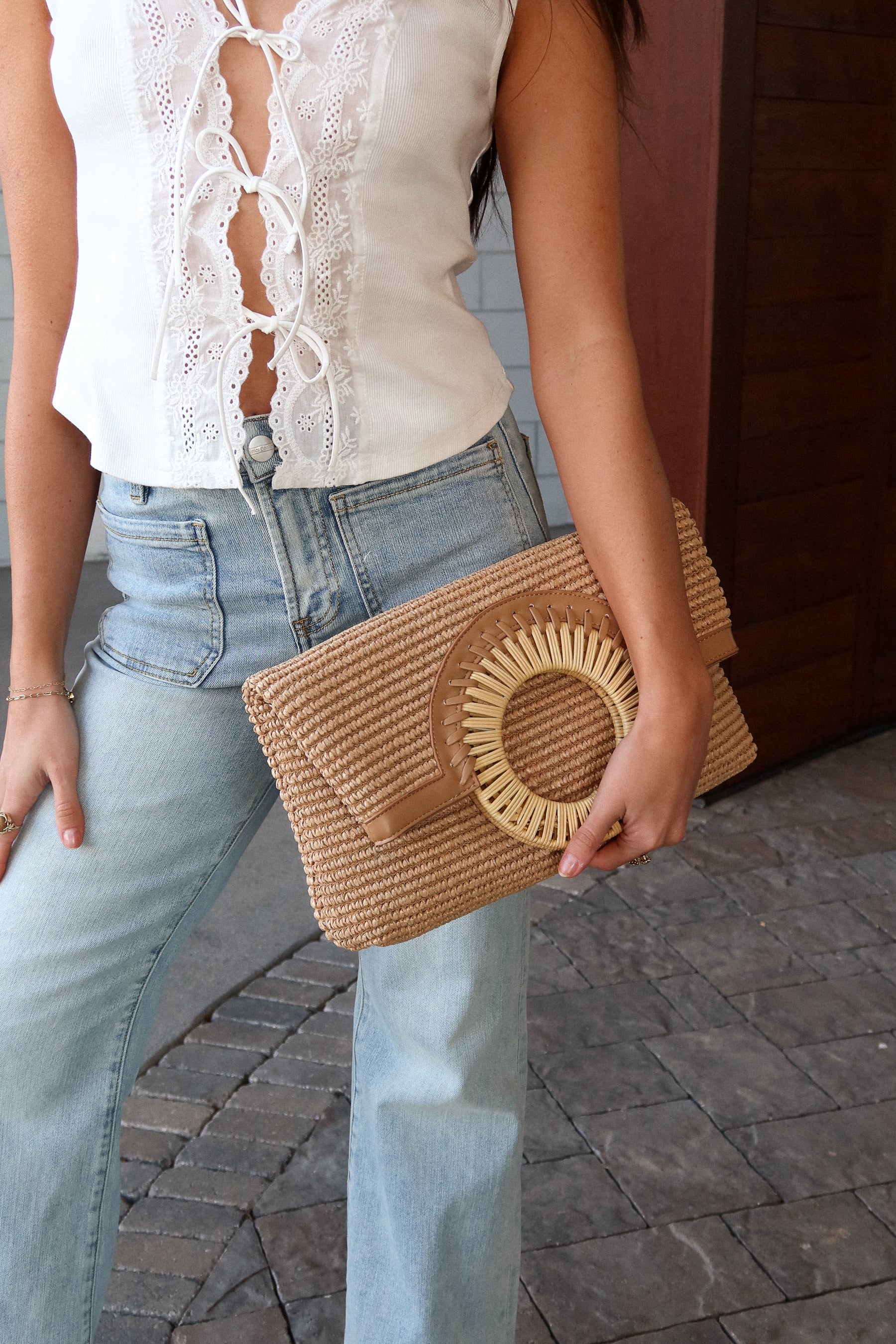 Tessa Natural Woven Collapsible Purse