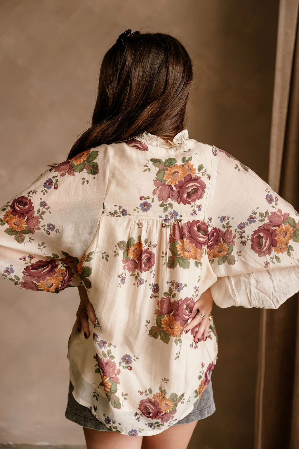 Valencia Cream Multi Floral Long Sleeve Top - Image 11