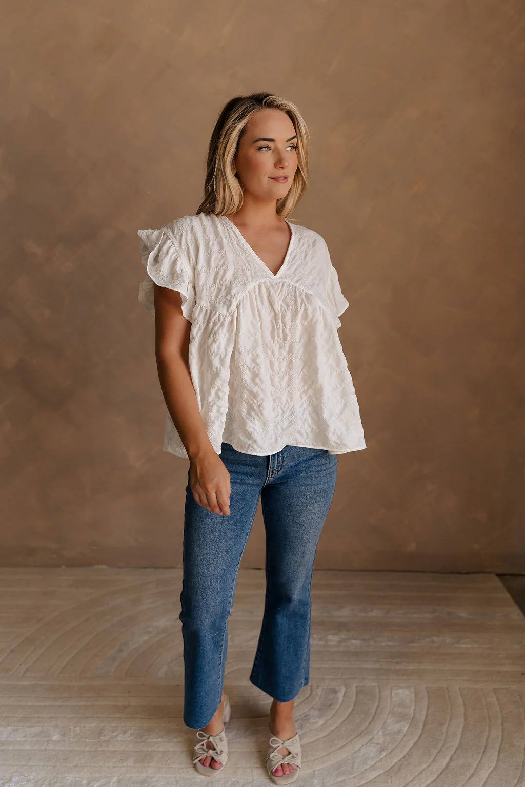 Vivienne White Textured Top - Image 6