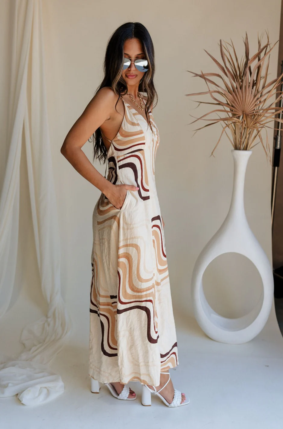 Wren Neutral Swirl Print Maxi Dress - Image 4